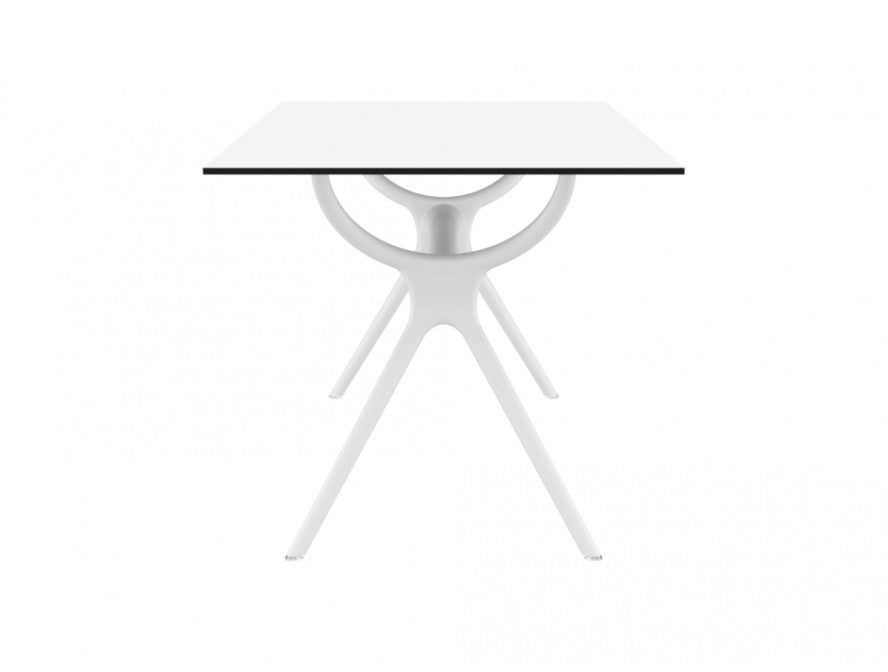 Table MALTA 140 cm stratifié HPL pour l’intérieur et l’extérieur en blanc